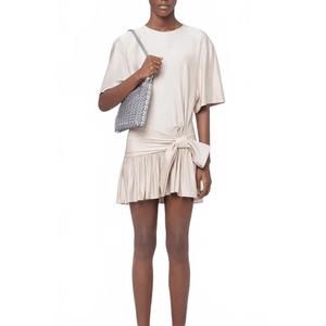 NEW RABANNE tie-detail ruffle mini dress in nude